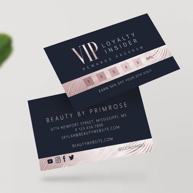 Carte De Fidélité Elégant Glam Rose Gold Abstrait VIP Loyauté (Créateur téléchargé)
