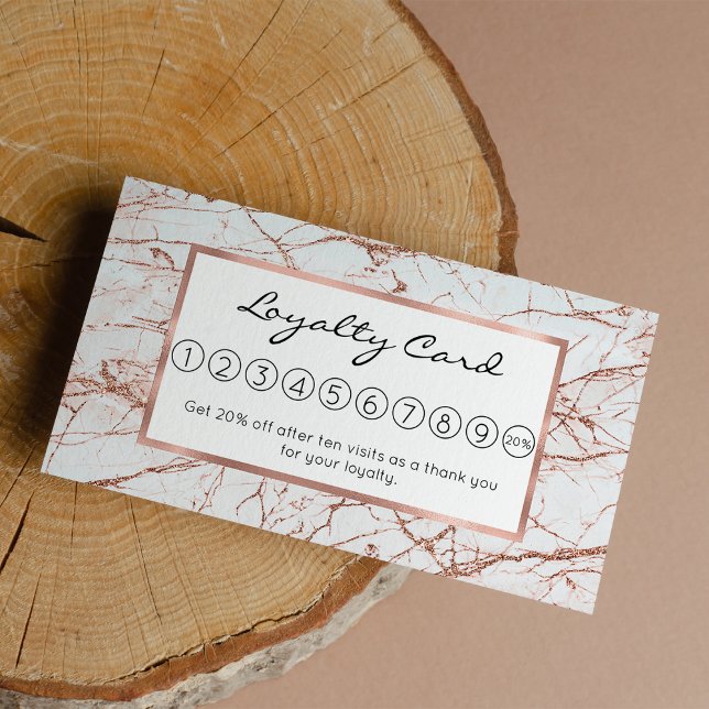 Carte De Fidélité Elégant ivoire blanc faux rose or parties scintill (Elegant ivory white faux rose gold glitter marble loyalty)