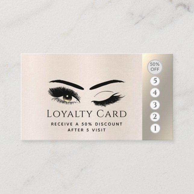 Carte De Fidélité Elégant luxe perle métallique cils maquillage yeux (Devant)