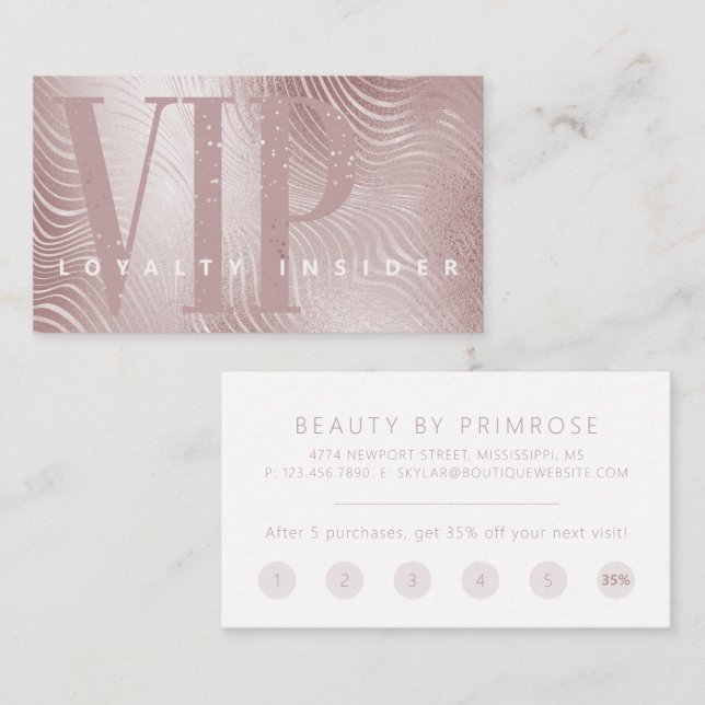 Carte De Fidélité Elégant minimal Glam Rose or Abstrait VIP (Devant / Derrière)