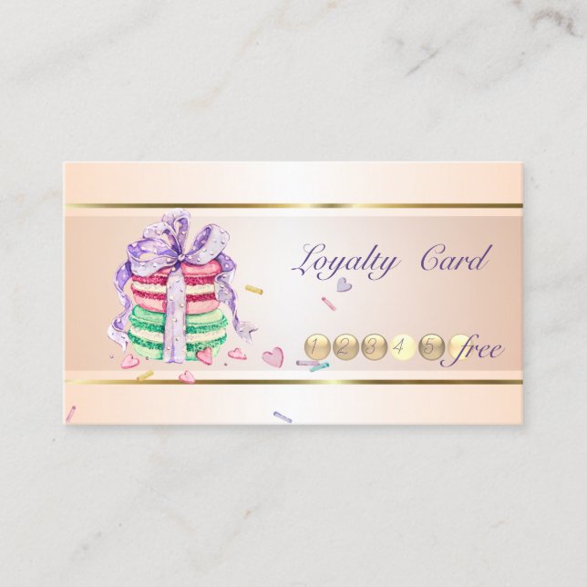Carte De Fidélité Élégant moderne, Gratté, Macarons (Devant)