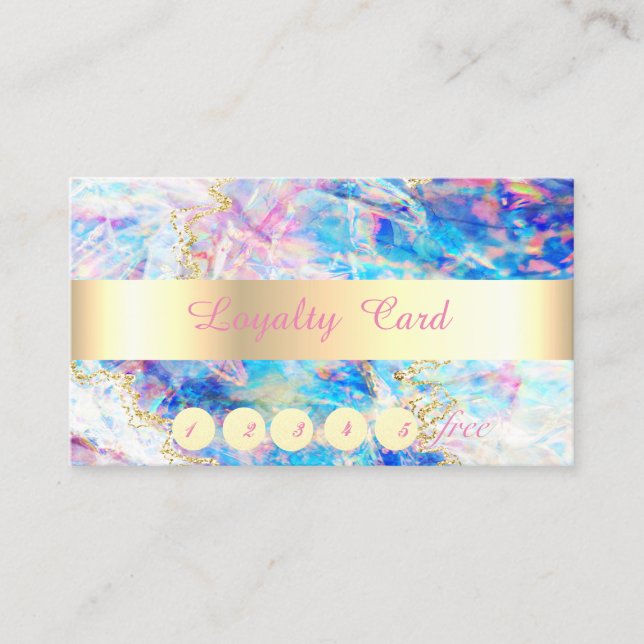 Carte De Fidélité Elégant, Or, Confetti, Opal Holographique (Devant)