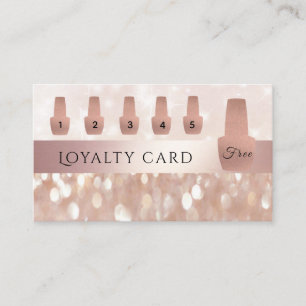 Carte De Fidélité Élégant rose doux vernis à ongle doré glittery