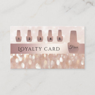 Carte De Fidélité Élégant rose doux vernis à ongle doré glittery