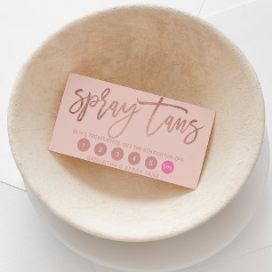 Carte De Fidélité Élégant script rose or spray tans rose rougissant