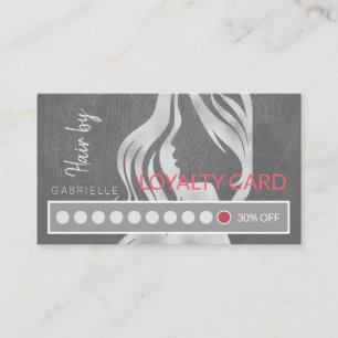 Carte De Fidélité Elégant Silver Grey Cuir Look Hair Salon Punch