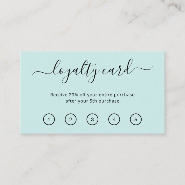 Carte De Fidélité Elégant Simple Beauty Salon Turquoise Turquoise (Devant)