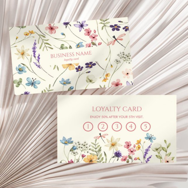 Carte De Fidélité Elegant Wildflower Wild Flower Floral Custom (Créateur téléchargé)