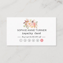 Carte De Fidélité Elégante aquarelle Fleurs Professionnels