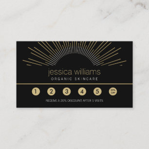 Carte De Fidélité Elégante Beauté Gold Sunburst Black Loyalty Card