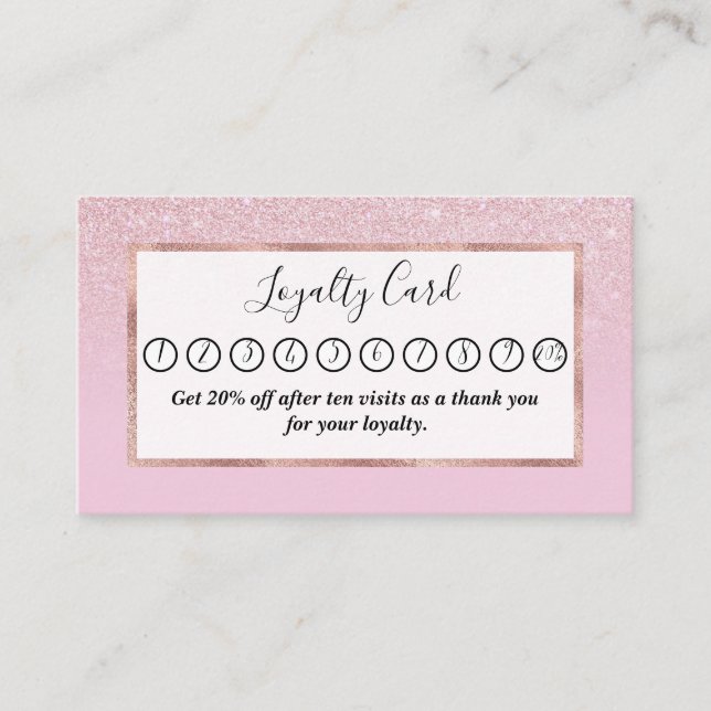Carte De Fidélité Elégante fille Dusty Rose Rose Parties scintillant (Devant)
