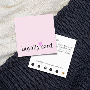 Carte De Fidélité Élégante Loyauté du coeur rose blanc
