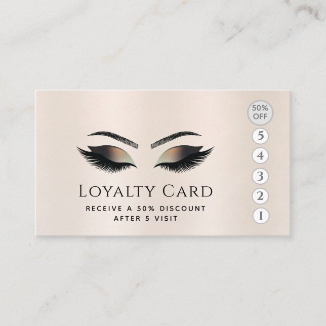 Carte De Fidélité Elégante perle de luxe en métal cils maquillage ye (Devant)