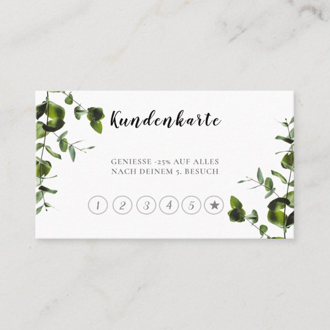 Carte De Fidélité Elegante Treuekarte mit Grünem Touch (Devant)