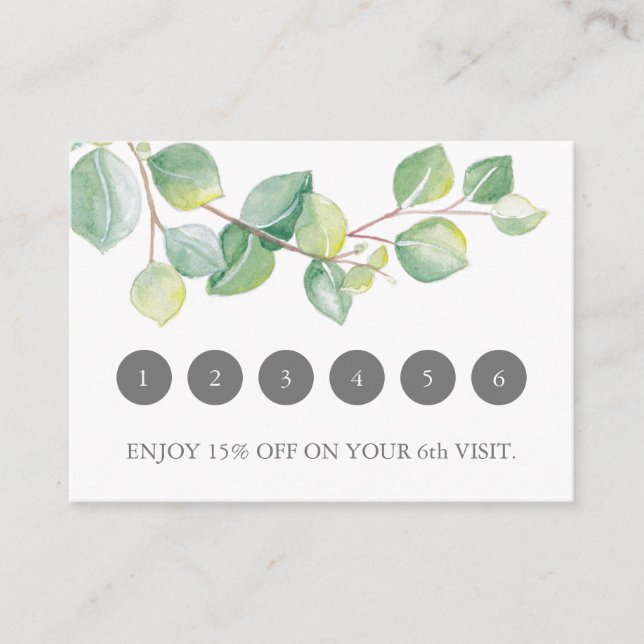 Carte de fidélité Eucalyptus Vert Aquarelle (Devant)