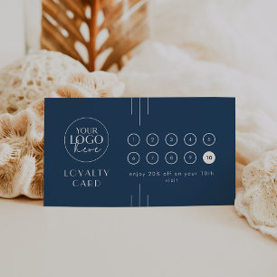 Carte de fidélité EVERLY Art Déco Navy Logo Busine