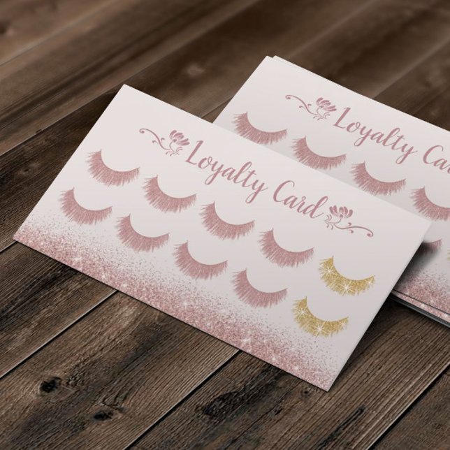 Carte De Fidélité Extensions Gold Eyelash rose Salon de beauté Fidél (Créateur téléchargé)