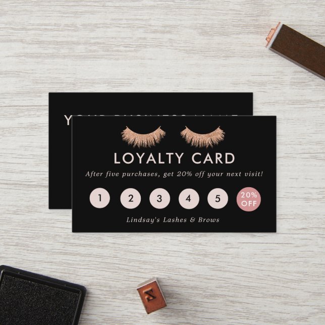 Carte de fidélité Eyelashes Maquillage Artiste Ros (Devant/Arrière en situation)