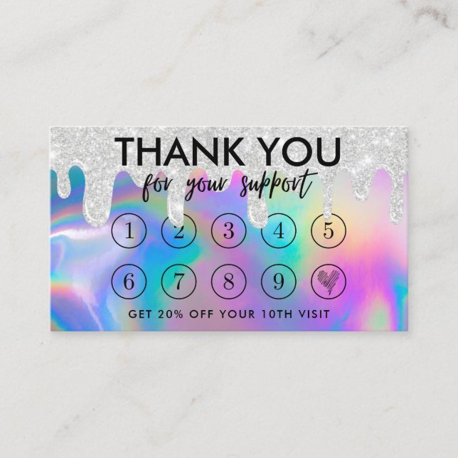 Carte de fidélité Faux Holographic Maquillage Drip (Devant)