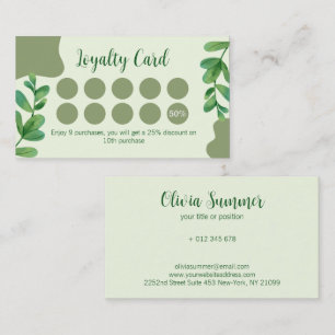 Carte de fidélité Feuille aquarelle