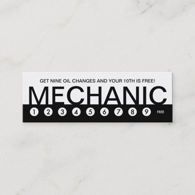 Carte De Fidélité fidélisation audacieuse des clients MECHANIC (Devant)