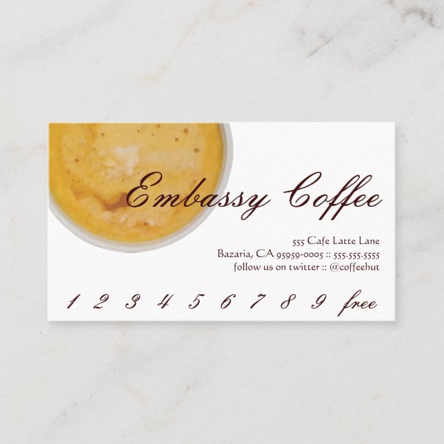 Carte De Fidélité Fidélité/carte perforée de boissons de café (Devant)