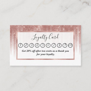 Carte De Fidélité Fille Glamour Rose Parties scintillant or Gradient