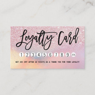 Carte De Fidélité Fille rose Parties scintillant Iridescente Ombre
