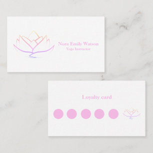 Carte De Fidélité Fleur de Lotus Rose Simple et Arc-en-Ciel Plat