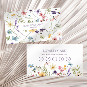 Carte De Fidélité Fleur Sauvage Élégante Fleur Florale Personnalisée