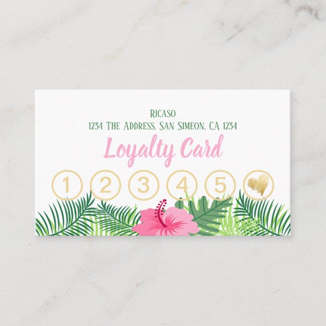 Carte De Fidélité Fleur tropicale 6e nomination personnalisée (Devant)