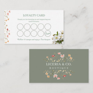 Carte de fidélité florale à l'aquarelle Wildflower