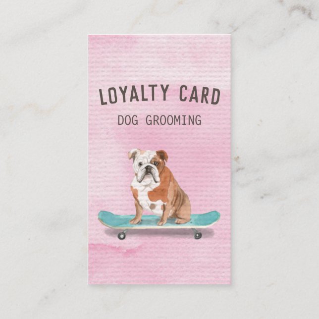 Carte de fidélité Fun Pink Buldog Chien Grooming (Dos)