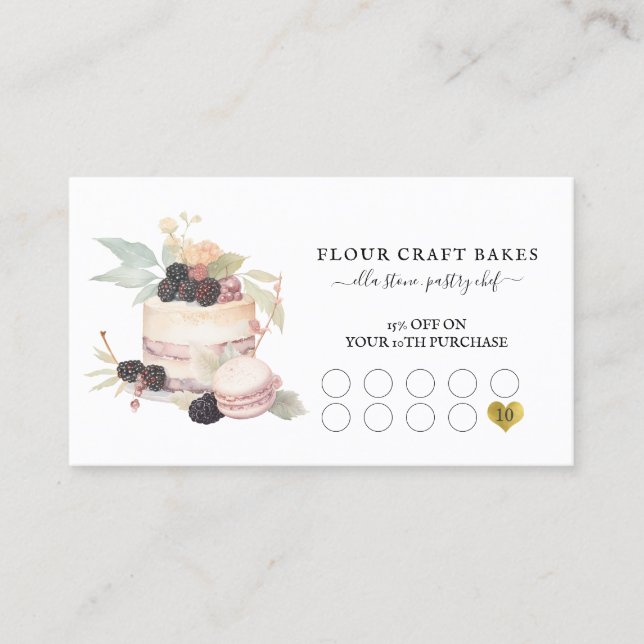 Carte De Fidélité Gâteau boulangerie pâtisserie Chef Cater Black Loy (Devant)