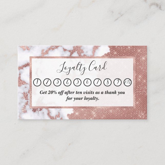 Carte De Fidélité Girl Chic Rose moderne  or Parties scintillant Mot (Devant)