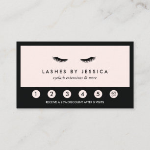 Carte De Fidélité Glam Eyelashes Classique Loyauté noire et rose