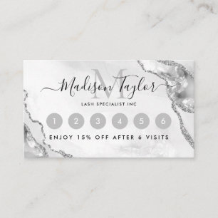 Carte De Fidélité Glam Silver Grey Parties scintillant Agate Marbre