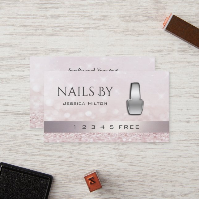 carte de fidélité glittery bokeh brillant vernis à (Devant/Arrière en situation)