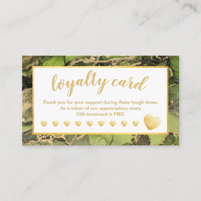 Carte de fidélité Gold Foil Green Salon (Devant)
