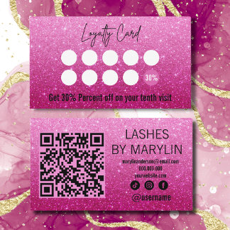 Carte De Fidélité Gras Fuchsia Parties scintillant Ombre Lash Techni