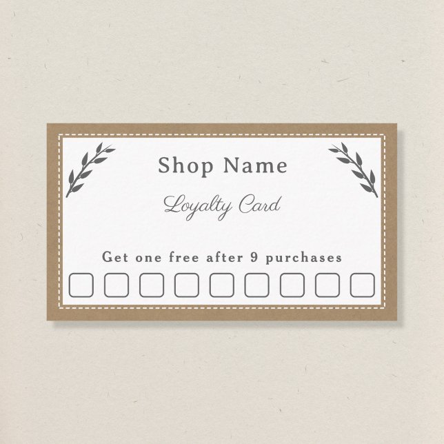 Carte de fidélité Gray, Kraft et Rustique (Gray, Kraft & Rustic Loyalty Card)
