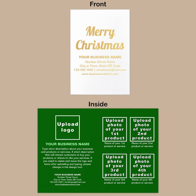 Carte de fidélité Green Business sur Christmas (Green business brand with products or services on Christmas folded foil card.)