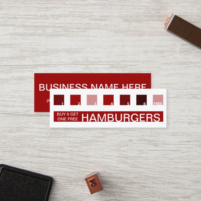 Carte De Fidélité HAMBURGERS customer appreciation (mod squares) (Devant/Arrière en situation)
