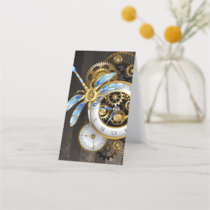 Carte De Fidélité Horloge à vapeur avec libellule mécanique