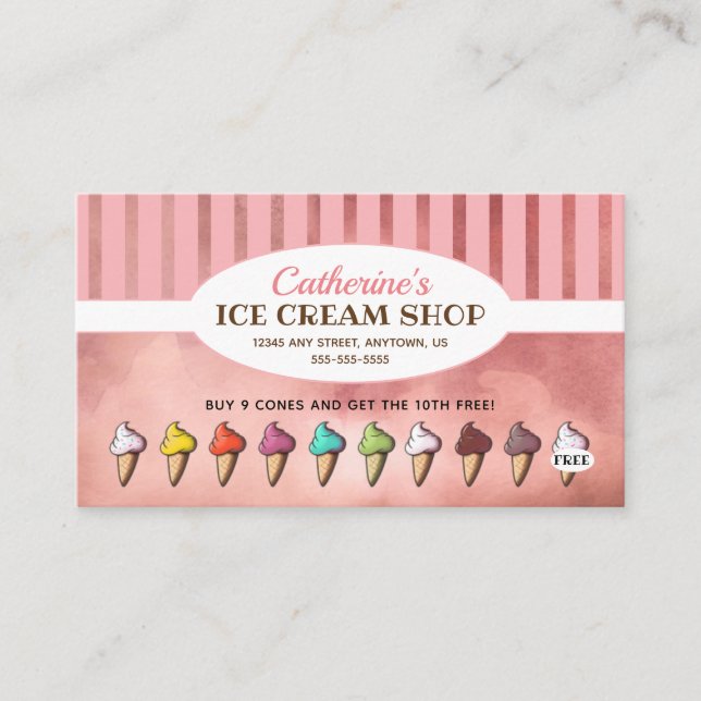 Carte De Fidélité Ice Cream Shop Ice Cream Cone Loyalty (Devant)