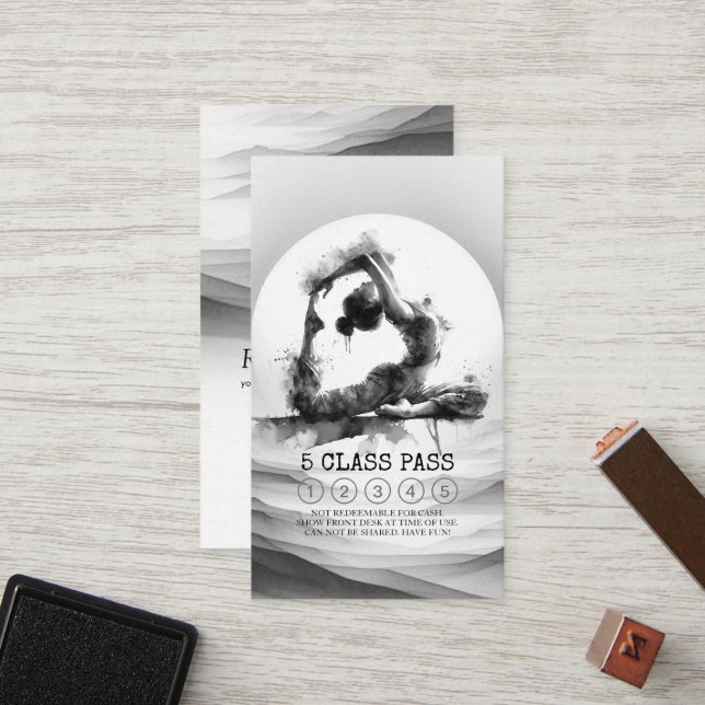 Carte De Fidélité Instructeur de yoga King Pose 5 Classe (Devant/Arrière en situation)
