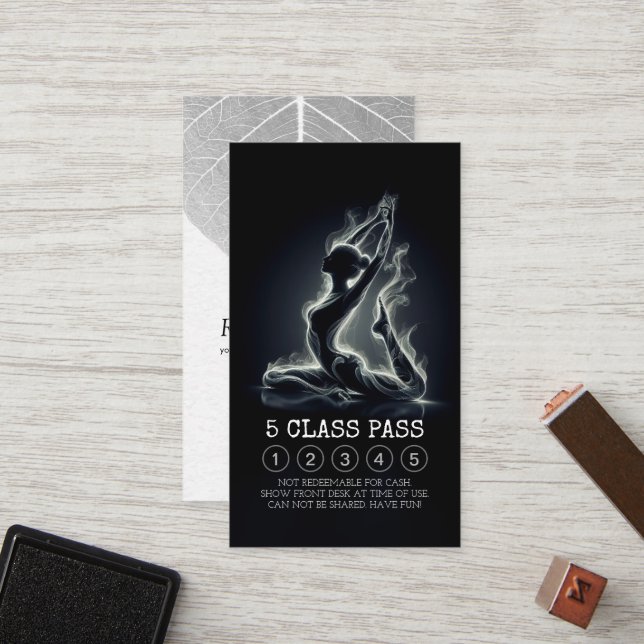 Carte De Fidélité Instructeur de yoga King Pose 5 Classe (Devant/Arrière en situation)