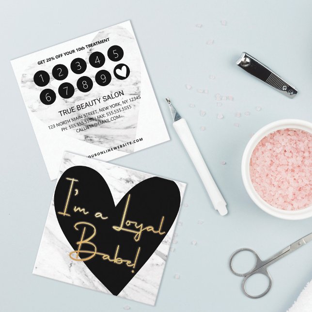 Carte De Fidélité Je suis Loyal Babe Gold Marble Heart Client (Créateur téléchargé)