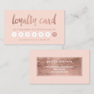 Carte De Fidélité La typographie rose d'or de faux chic rougissent
