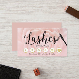 Carte De Fidélité Lashes Artiste maquillage Blush Rose Floral Loyaut